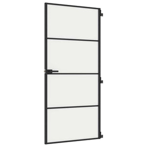 Porta Interni Sottile Nera 93x201,5cm Vetro Temperato Alluminiocod mxl 107738