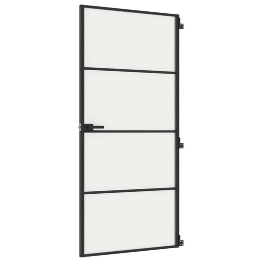 Porta Interni Sottile Nera 93x201,5cm Vetro Temperato Alluminiocod mxl 107738