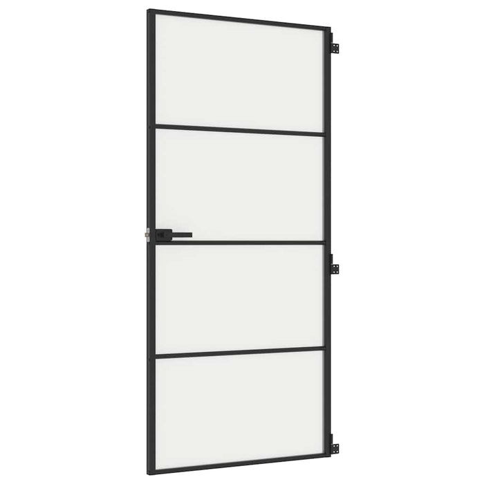 Porta Interni Sottile Nera 93x201,5cm Vetro Temperato Alluminiocod mxl 107738