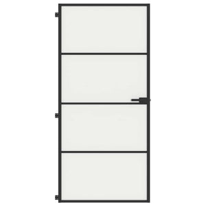 Porta Interni Sottile Nera 93x201,5cm Vetro Temperato Alluminiocod mxl 107738