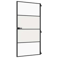 Porta Interni Sottile Nera 102,5x201,5Vetro Temperato Alluminio 155122