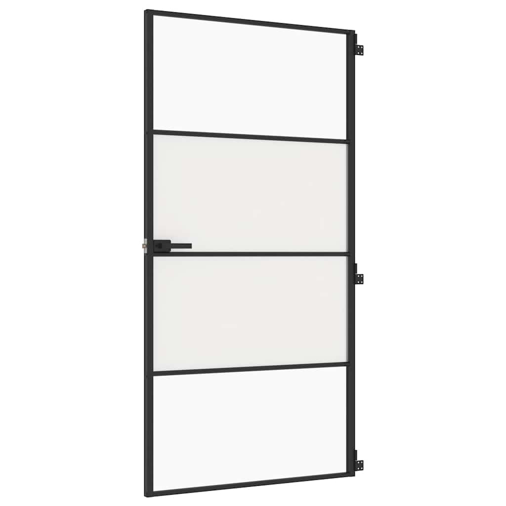 Porta Interni Sottile Nera 102,5x201,5Vetro Temperato Alluminiocod mxl 83802