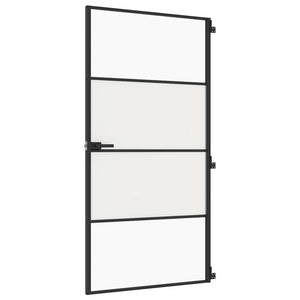 Porta Interni Sottile Nera 102,5x201,5Vetro Temperato Alluminiocod mxl 83802