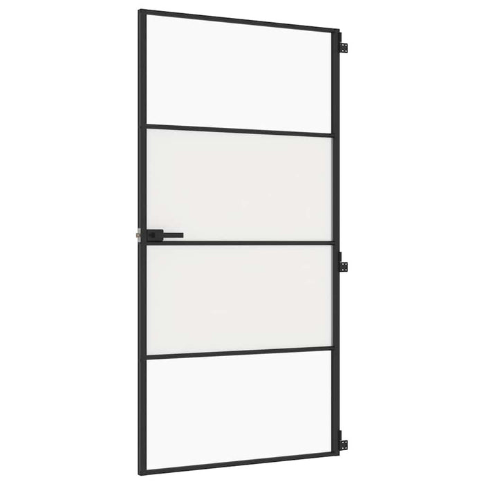 Porta Interni Sottile Nera 102,5x201,5Vetro Temperato Alluminiocod mxl 83802