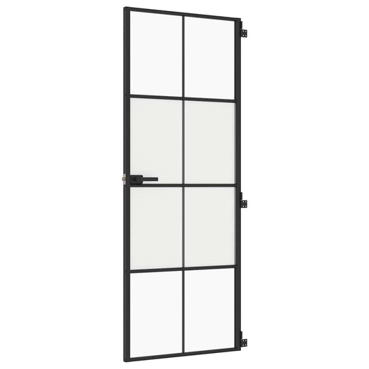Porta Interni Sottile Nera 76x201,5cm Vetro Temperato Alluminiocod mxl 131719