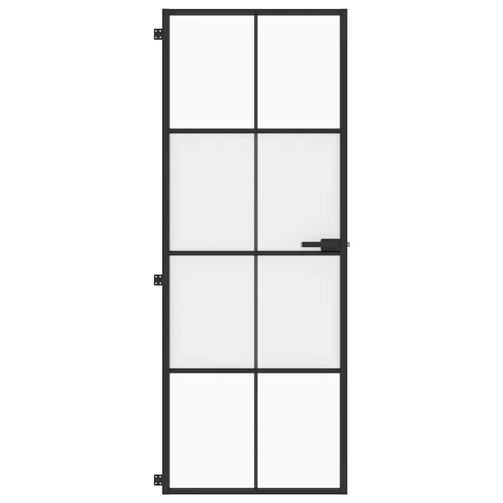 Porta Interni Sottile Nera 76x201,5cm Vetro Temperato Alluminiocod mxl 131719