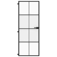 Porta Interni Sottile Nera 76x201,5cm Vetro Temperato Alluminio 155124