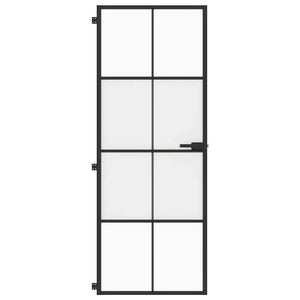 Porta Interni Sottile Nera 76x201,5cm Vetro Temperato Alluminio 155124