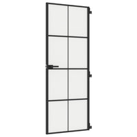 Porta Interni Sottile Nera 76x201,5cm Vetro Temperato Alluminio 155125
