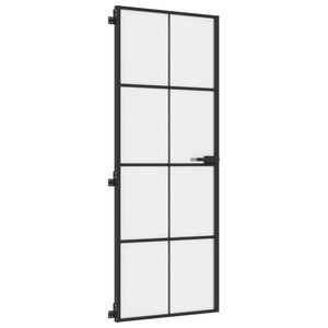 Porta Interni Sottile Nera 76x201,5cm Vetro Temperato Alluminio