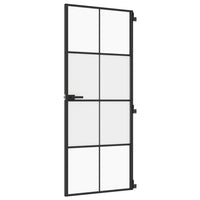 Porta Interni Sottile Nera 83x201,5cm Vetro Temperato Alluminio 155126