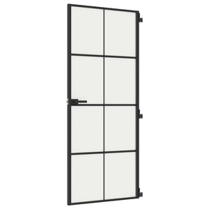 Porta Interni Sottile Nera 83x201,5cm Vetro Temperato Alluminio
