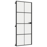 Porta Interni Sottile Nera 83x201,5cm Vetro Temperato Alluminio 155127