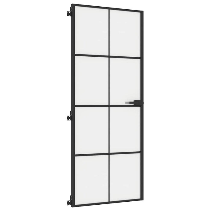 Porta Interni Sottile Nera 83x201,5cm Vetro Temperato Alluminio