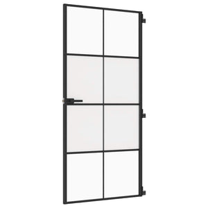 Porta Interni Sottile Nera 93x201,5cm Vetro Temperato Alluminiocod mxl 107740