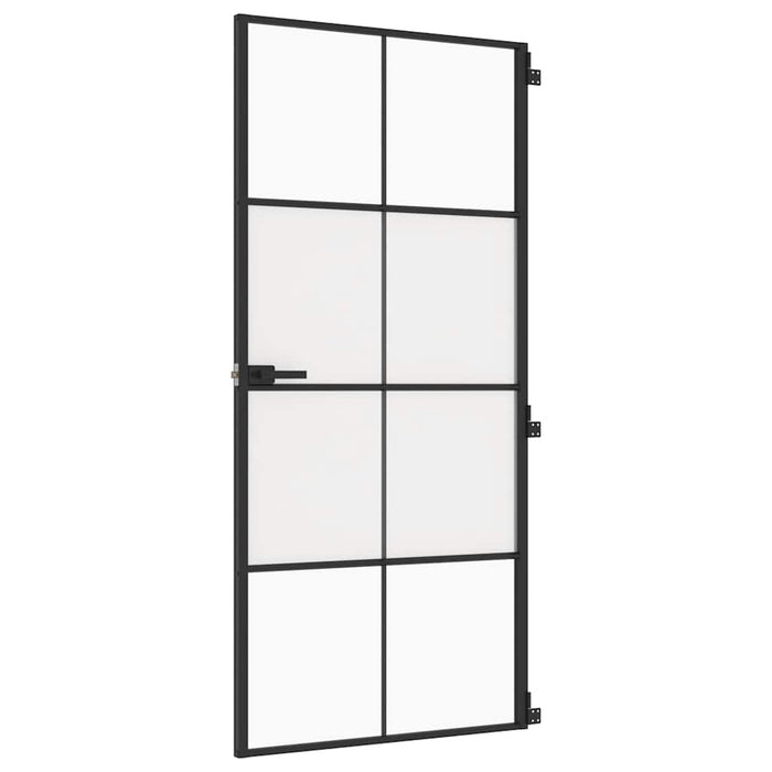 Porta Interni Sottile Nera 93x201,5cm Vetro Temperato Alluminiocod mxl 107740