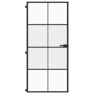 Porta Interni Sottile Nera 93x201,5cm Vetro Temperato Alluminiocod mxl 107740