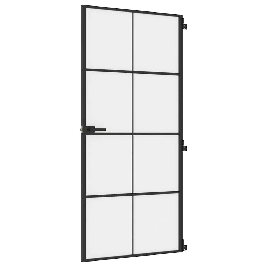 Porta Interni Sottile Nera 93x201,5cm Vetro Temperato Alluminiocod mxl 83801