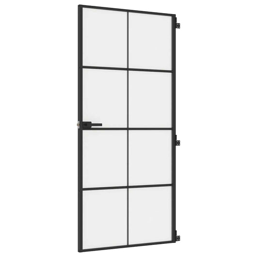Porta Interni Sottile Nera 93x201,5cm Vetro Temperato Alluminiocod mxl 83801