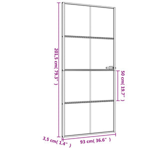 Porta Interni Sottile Nera 93x201,5cm Vetro Temperato Alluminio 155129