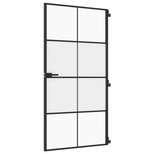 Porta Interni Sottile Nera 102,5x201,5Vetro Temperato Alluminiocod mxl 131720