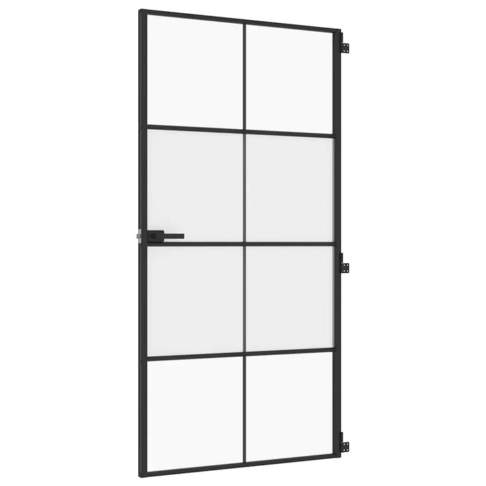Porta Interni Sottile Nera 102,5x201,5Vetro Temperato Alluminiocod mxl 131720