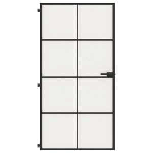 Porta Interni Sottile Nera 102,5x201,5Vetro Temperato Alluminio 155131