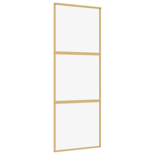 Porta Scorrevole Dorata 76x205 Vetro Trasparente ESG Alluminiocod mxl 83752