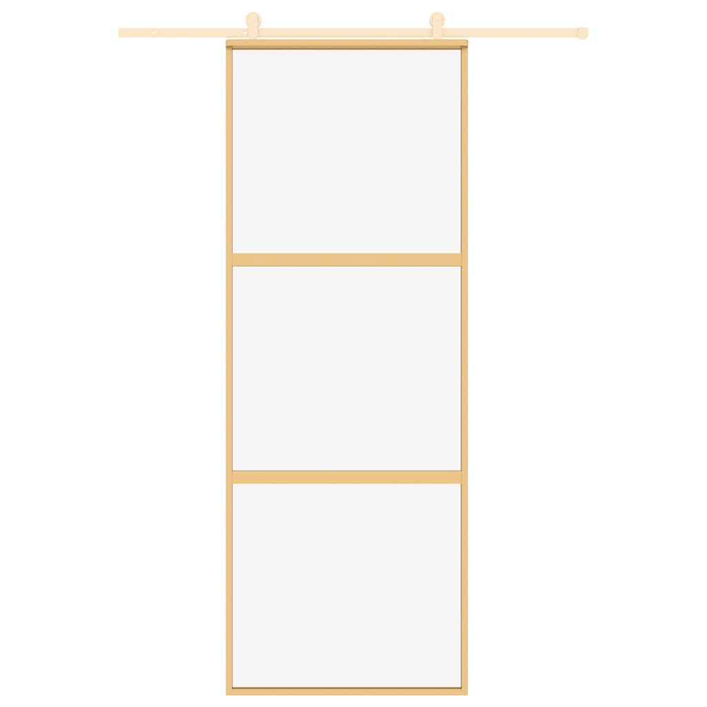 Porta Scorrevole Dorata 76x205 Vetro Trasparente ESG Alluminio 155148