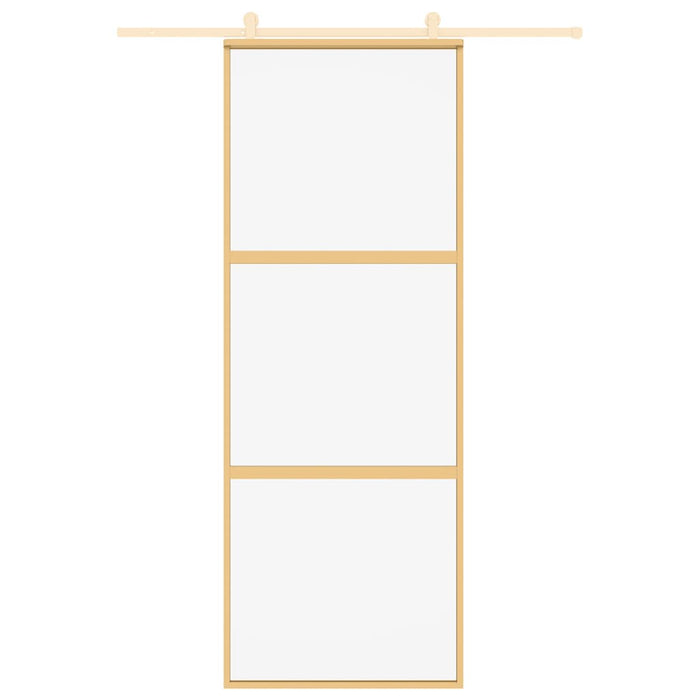 Porta Scorrevole Dorata 76x205 Vetro Trasparente ESG Alluminio 155148