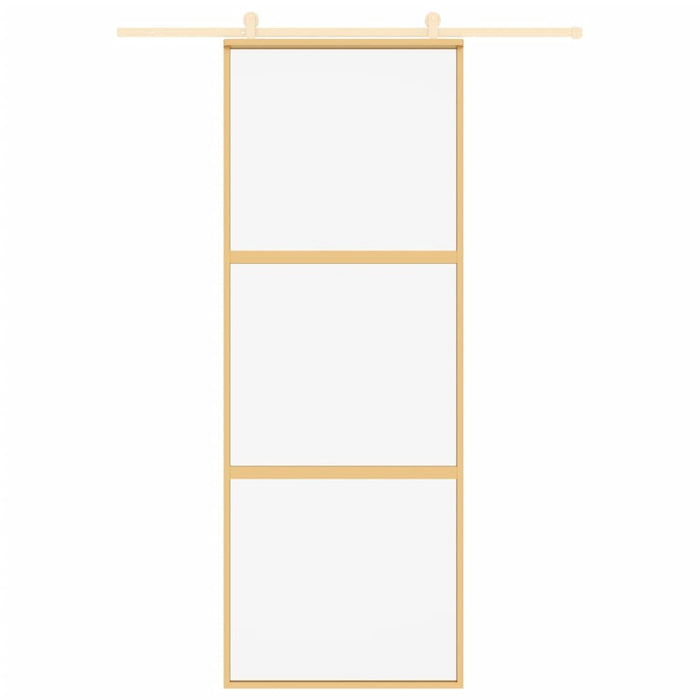 Porta Scorrevole Dorata 76x205 Vetro Trasparente ESG Alluminiocod mxl 83752