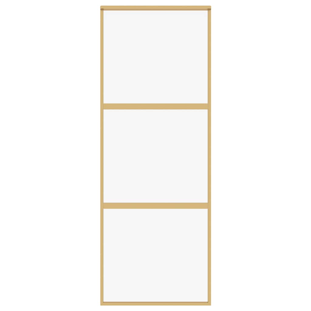 Porta Scorrevole Dorata 76x205 Vetro Trasparente ESG Alluminio 155148