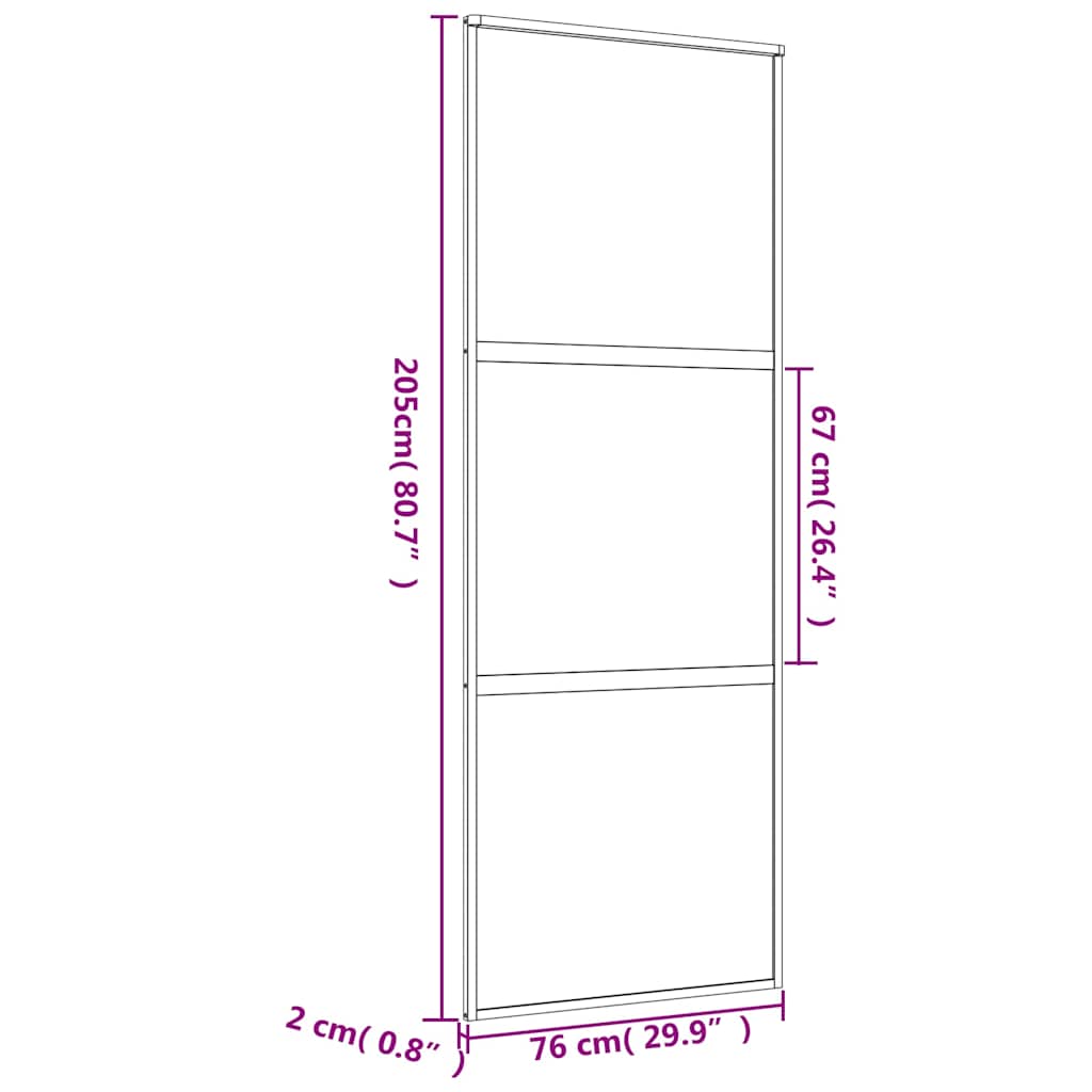 Porta Scorrevole Dorata 76x205 Vetro Trasparente ESG Alluminio 155148