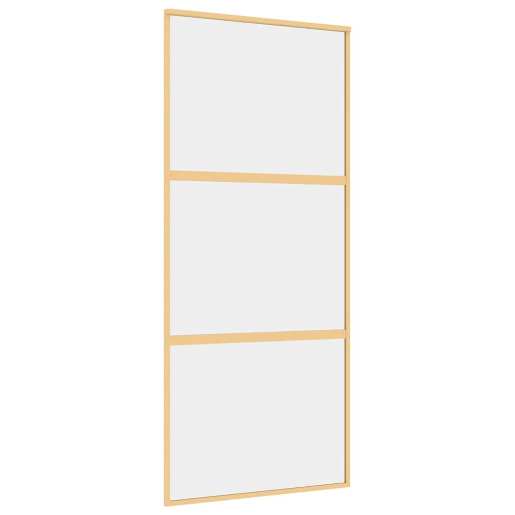 Porta Scorrevole Dorata 90x205 Vetro Trasparente ESG Alluminio 155149