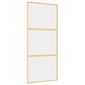 Porta Scorrevole Dorata 90x205 Vetro Trasparente ESG Alluminio 155149