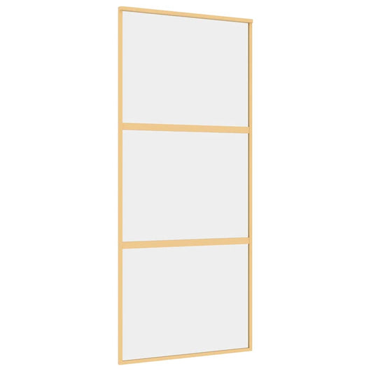 Porta Scorrevole Dorata 90x205 Vetro Trasparente ESG Alluminio 155149