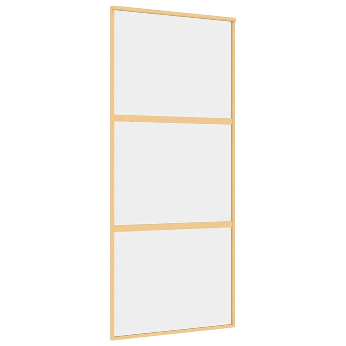 Porta Scorrevole Dorata 90x205 Vetro Trasparente ESG Alluminio 155149