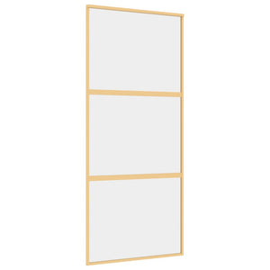 Porta Scorrevole Dorata 90x205 Vetro Trasparente ESG Alluminiocod mxl 107686
