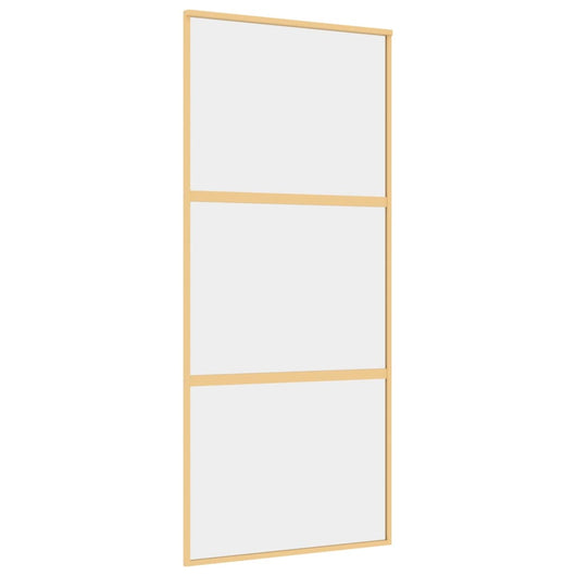 Porta Scorrevole Dorata 90x205 Vetro Trasparente ESG Alluminiocod mxl 107686