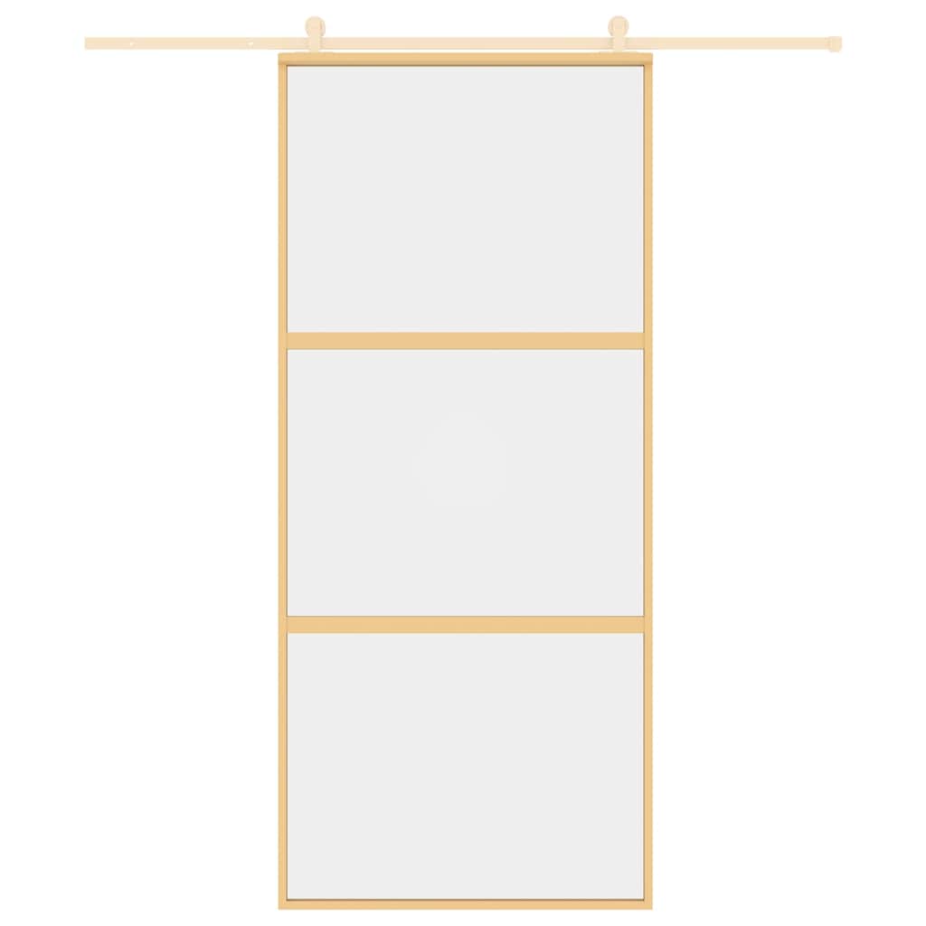 Porta Scorrevole Dorata 90x205 Vetro Trasparente ESG Alluminio 155149