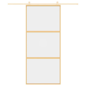 Porta Scorrevole Dorata 90x205 Vetro Trasparente ESG Alluminio 155149