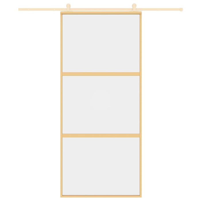 Porta Scorrevole Dorata 90x205 Vetro Trasparente ESG Alluminio 155149