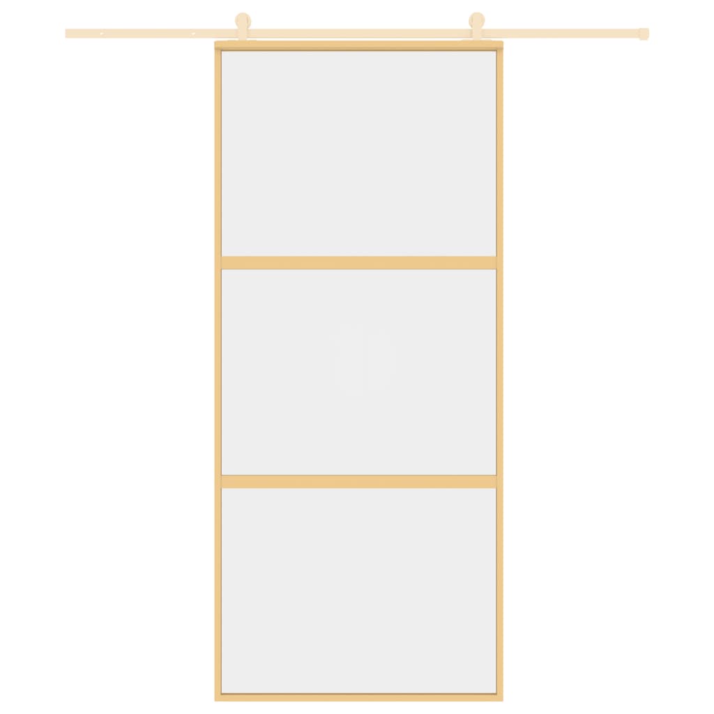 Porta Scorrevole Dorata 90x205 Vetro Trasparente ESG Alluminiocod mxl 107686
