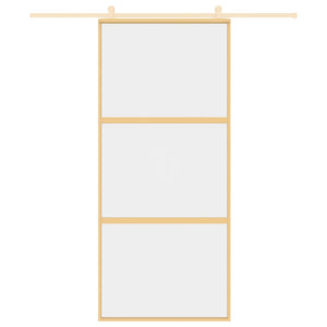 Porta Scorrevole Dorata 90x205 Vetro Trasparente ESG Alluminiocod mxl 107686