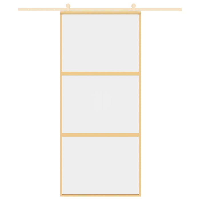 Porta Scorrevole Dorata 90x205 Vetro Trasparente ESG Alluminiocod mxl 107686
