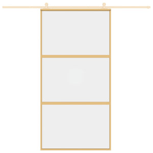 Porta Scorrevole Oro 102,5x205 Vetro Trasparente ESG Alluminio