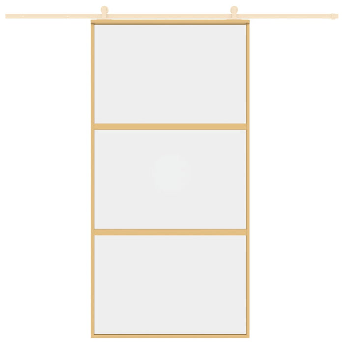 Porta Scorrevole Oro 102,5x205 Vetro Trasparente ESG Alluminio