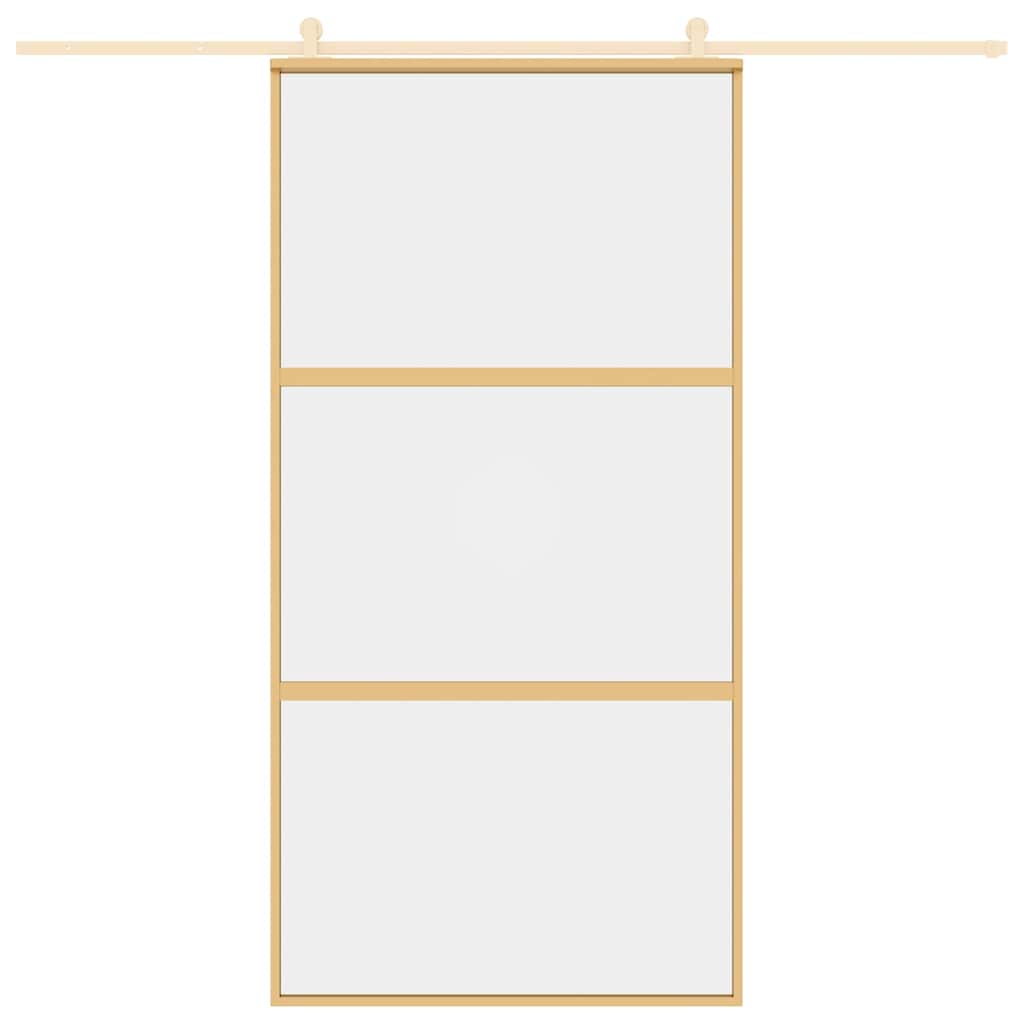 Porta Scorrevole Oro 102,5x205 Vetro Trasparente ESG Alluminio 155150