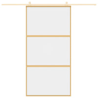 Porta Scorrevole Oro 102,5x205 Vetro Trasparente ESG Alluminio 155150
