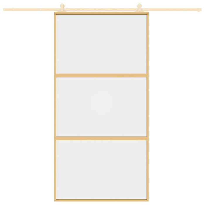 Porta Scorrevole Oro 102,5x205 Vetro Trasparente ESG Alluminio 155150